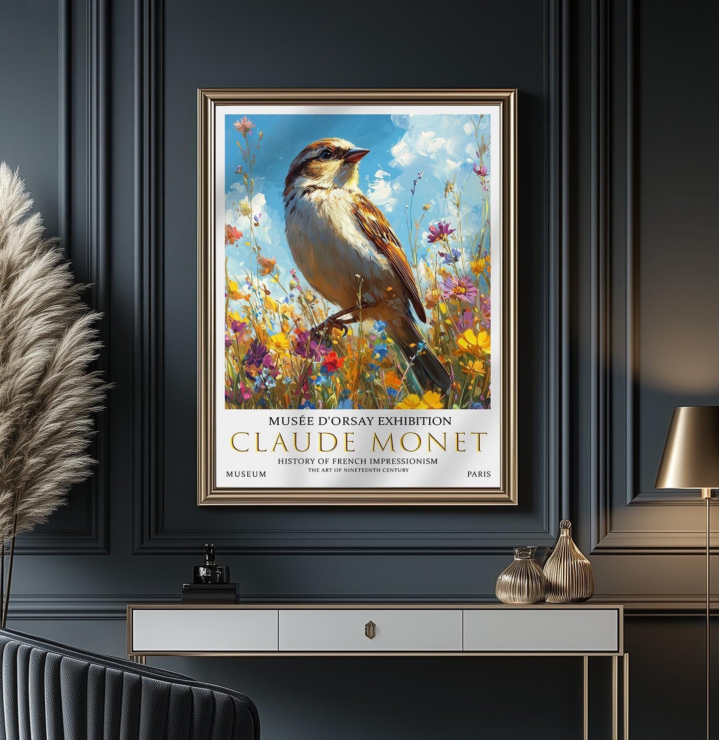 Claude Monet Sparrow Print: Vintage Impressionist Art Poster