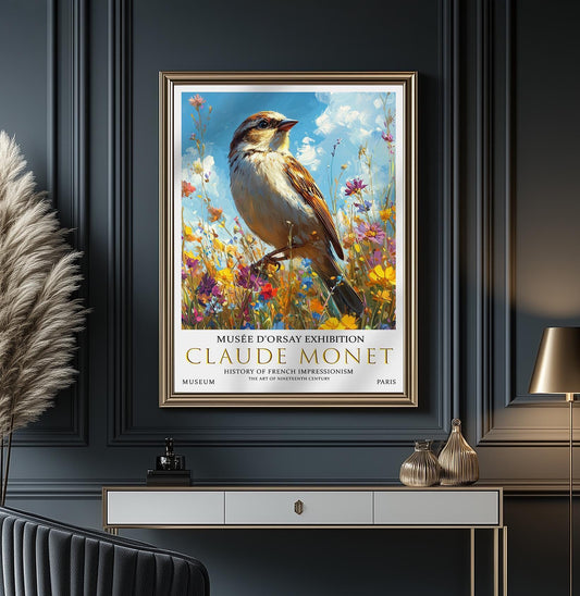 Claude Monet Sparrow Print: Vintage Impressionist Art Poster