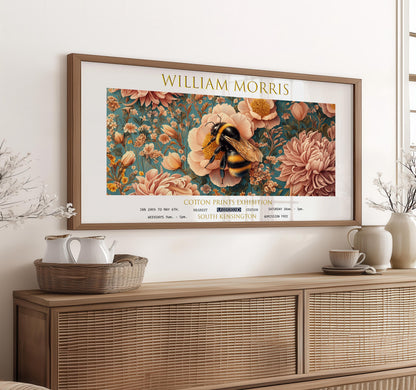 Print: William Morris Bee, Vintage Botanical Panoramic Wall Art