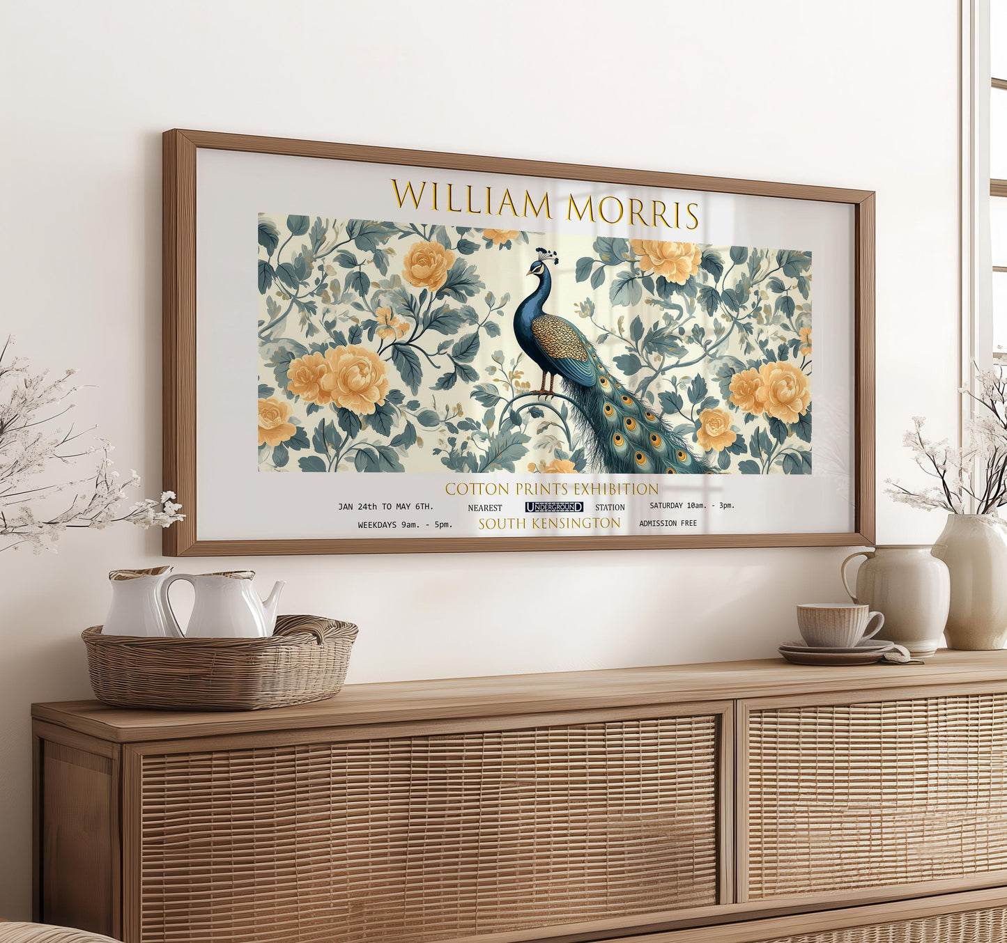 William Morris Peacock Print: Vintage Botanical Wall Art