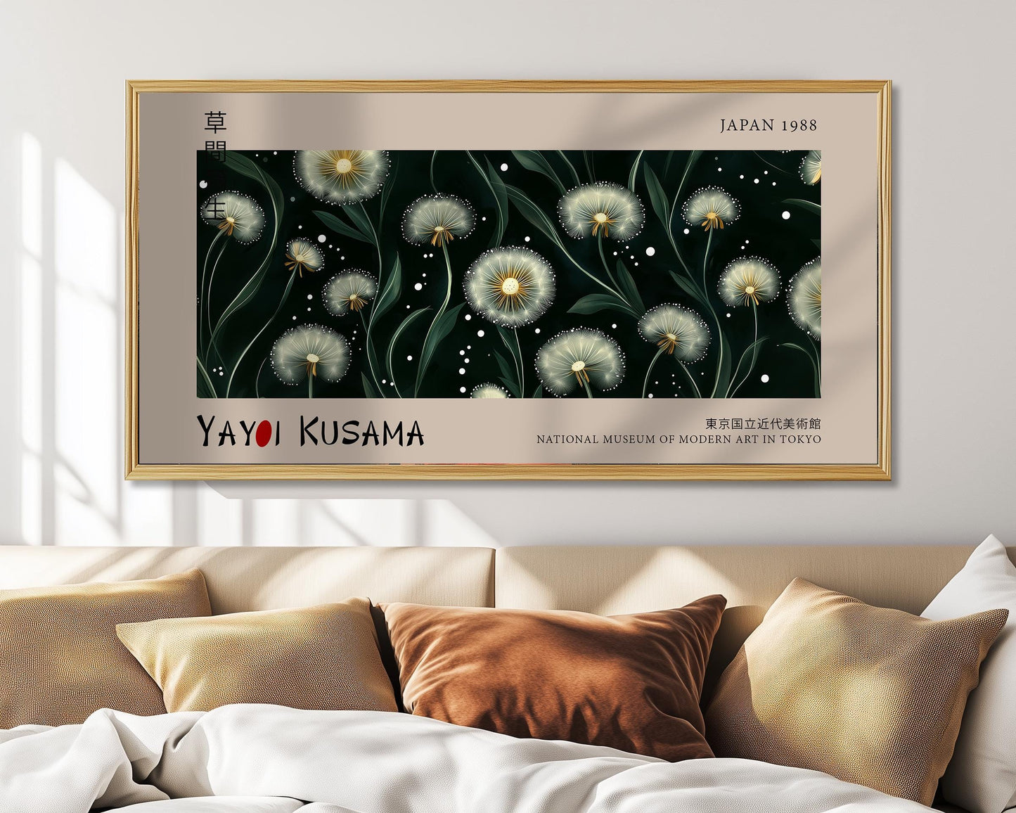 Yayoi Kusama Inspired Dandelion Print: Japanese Floral Wall Art