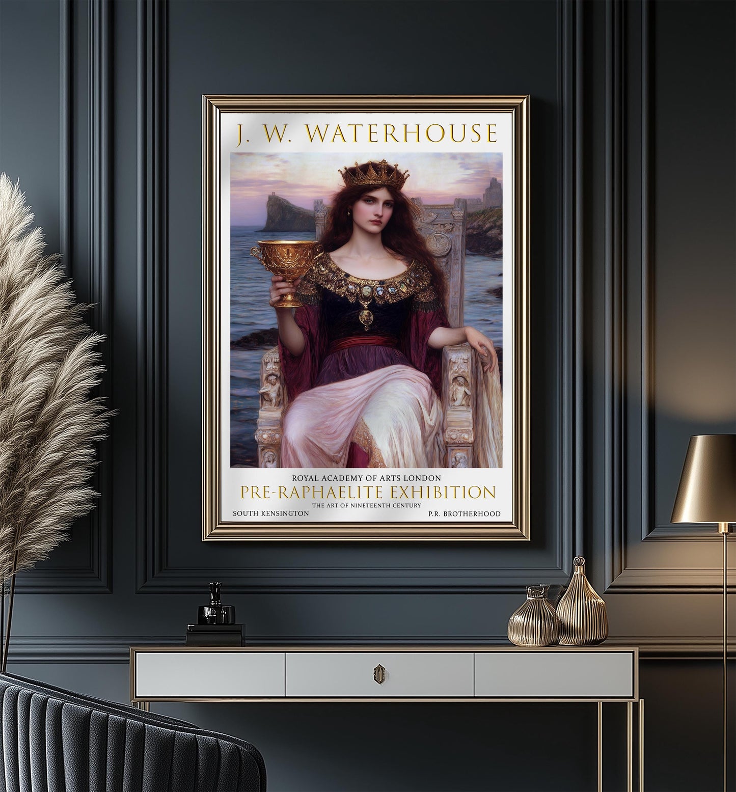 John William Waterhouse Art Print: Regal Queen Pre-Raphaelite Poster