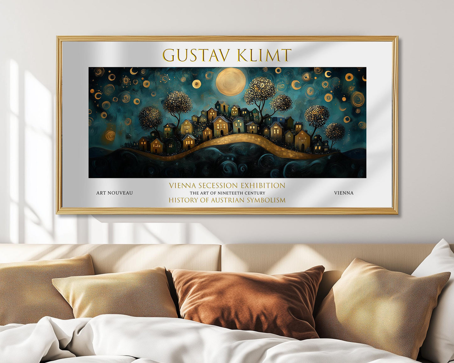 Gustav Klimt Starry Night Village Print: Art Nouveau Landscape