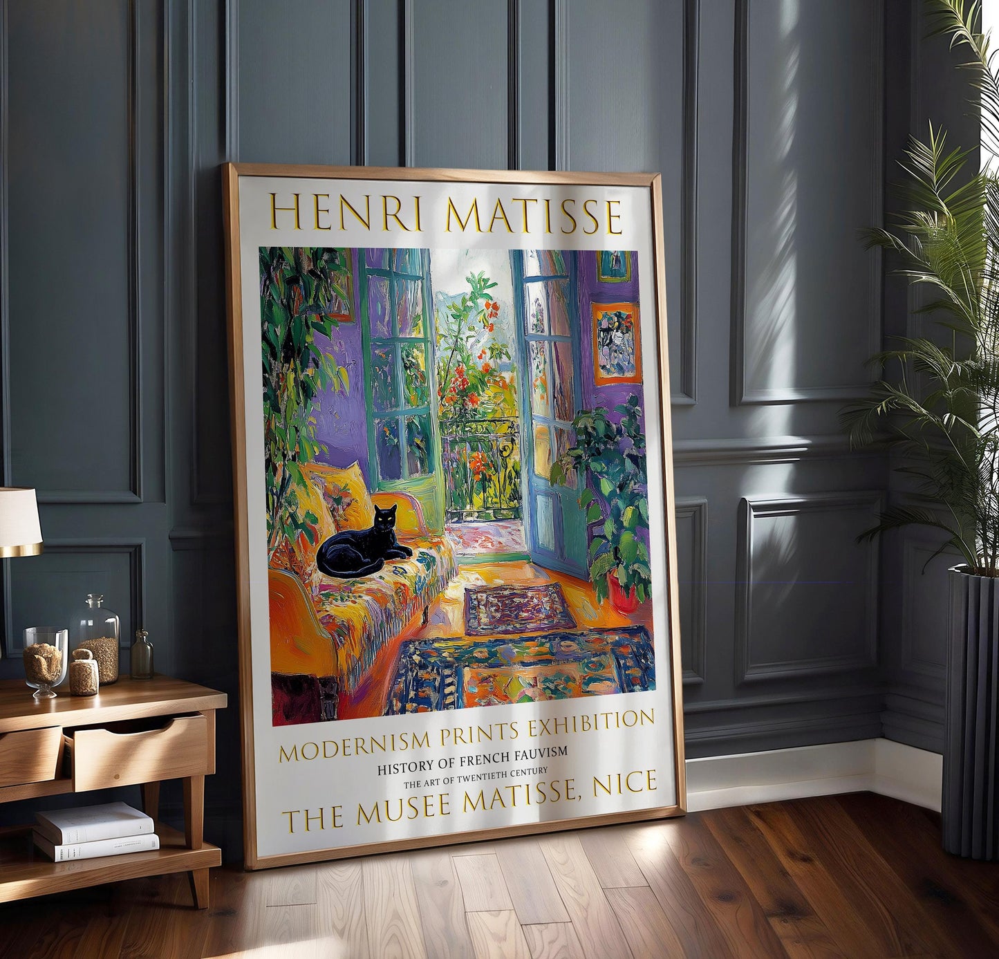 Matisse Inspired Art Print: Balcony View, Fauvist Cat Painting