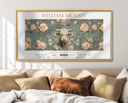 William Morris Highland Cow Floral Print: Vintage Exhibition Art