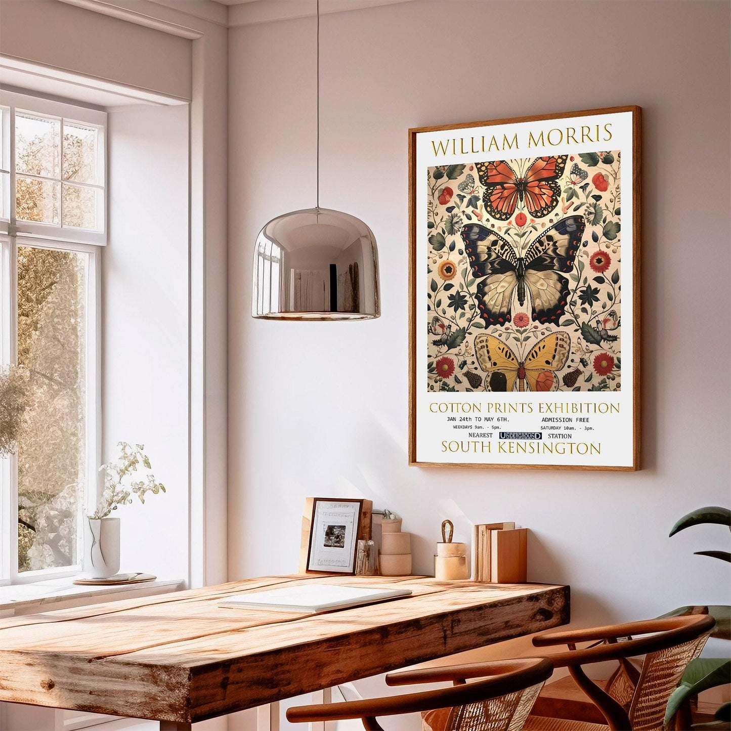 William Morris Wall Art – Vintage Floral Print With Classic Butterfly Motif