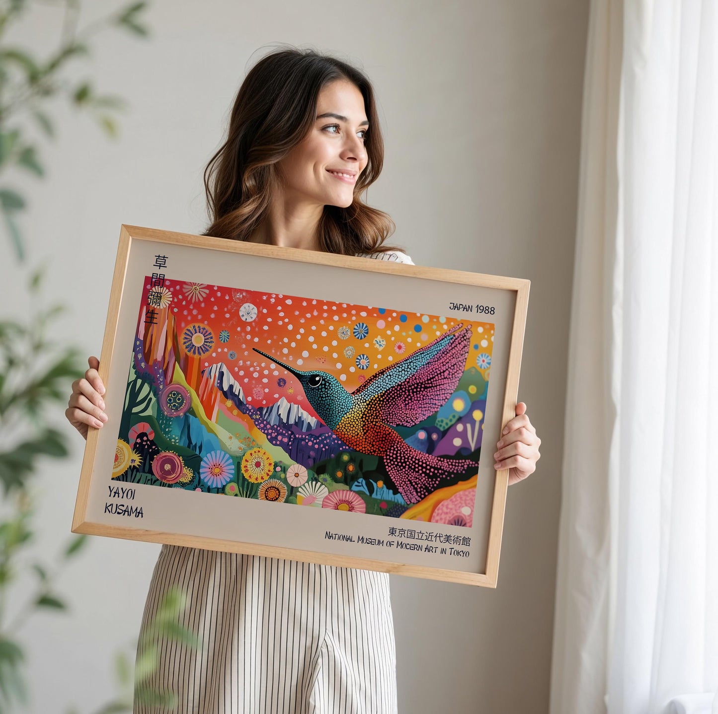 Yayoi Kusama Hummingbird Print: Japanese Art Exhibition Poster
