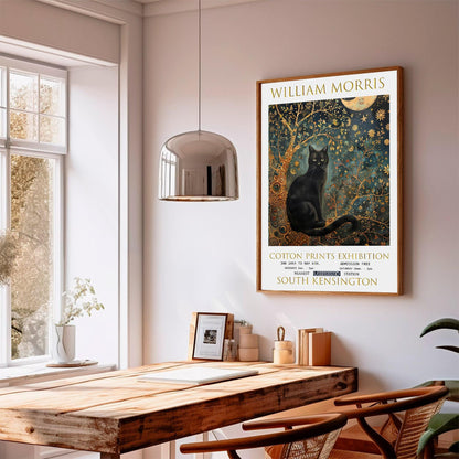 William Morris Wall Art - Vintage Floral Print | Black Cat Botanical Poster