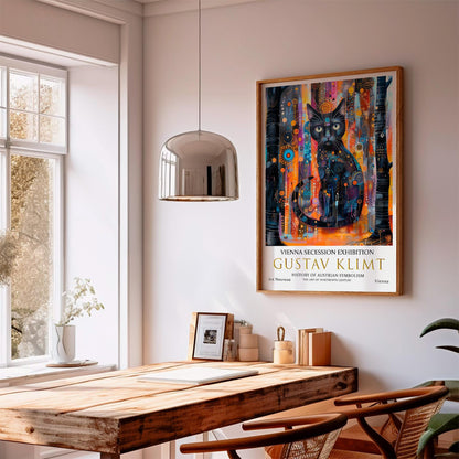Klimt Black Cat Print – Gustav Klimt Art Nouveau Gold Leaf Artwork on Premium Paper