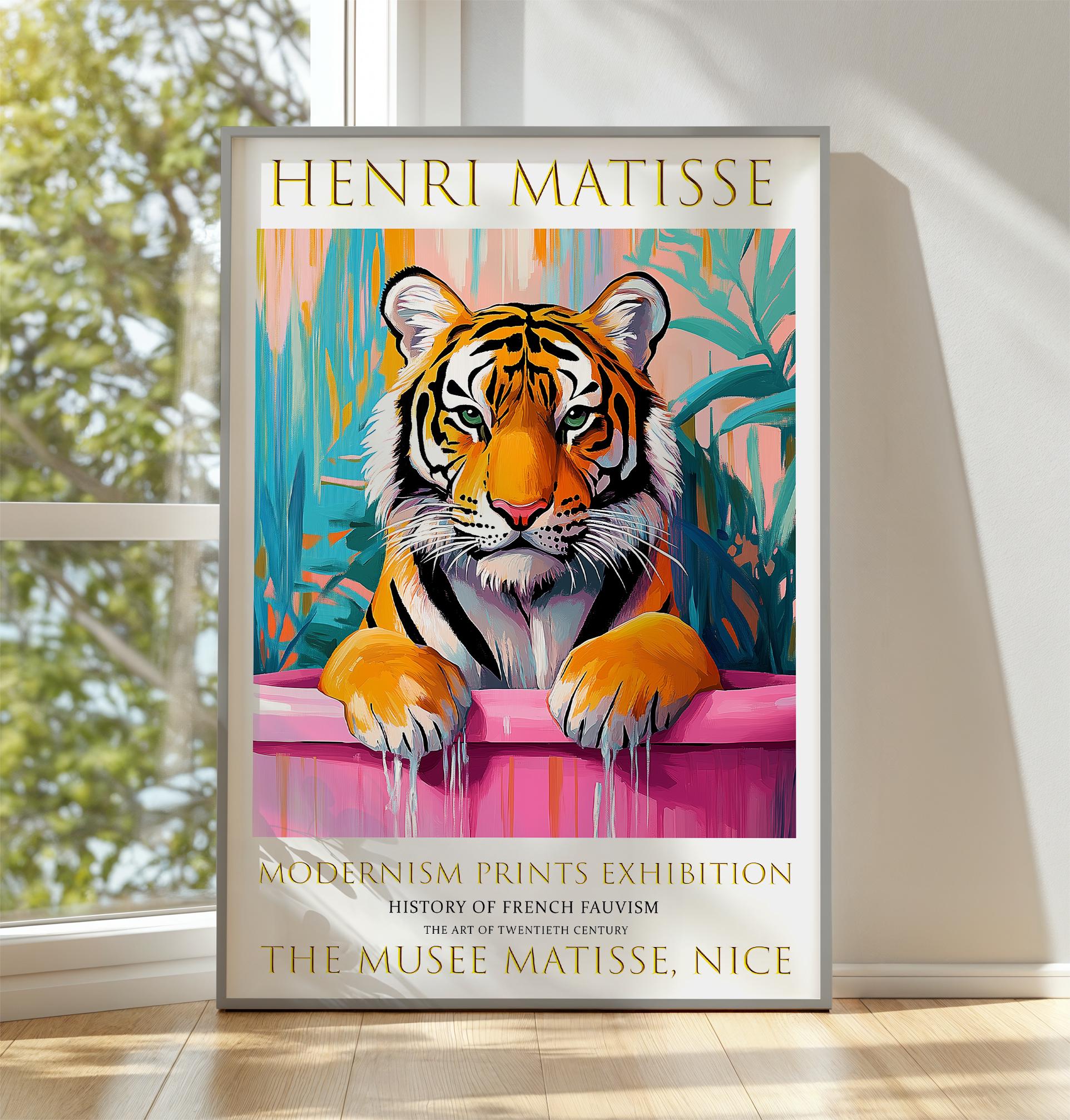 Matisse Style Tiger Poster, Colourful Jungle Wall Art