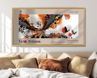 Yayoi Kusama Inspired Art Print: Black and Orange Polka Dot, Museum Quality