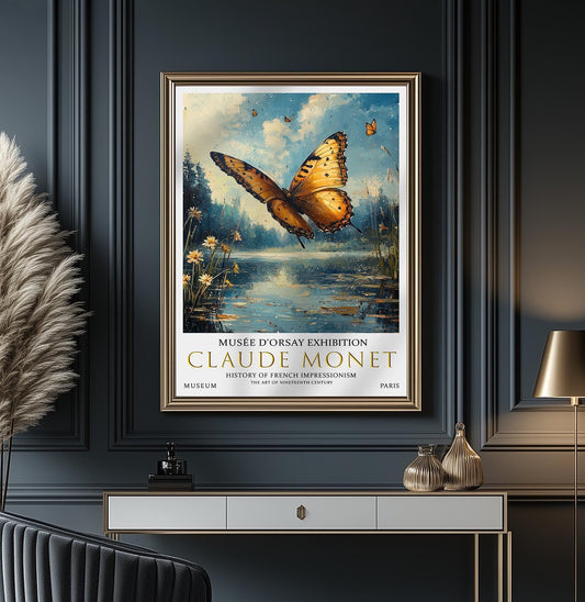 Claude Monet Butterfly Print: Vintage Impressionist Wall Art