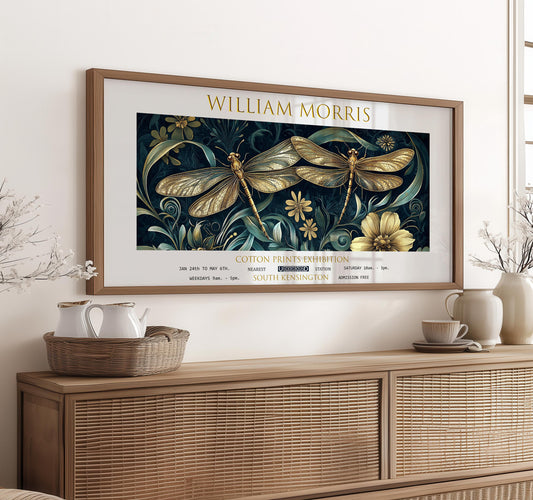 William Morris Dragonflies Art Print: Vintage Botanical Wall Decor