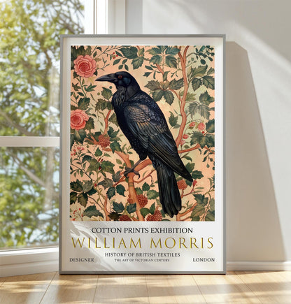 William Morris Raven Print: Vintage Floral Textile Art