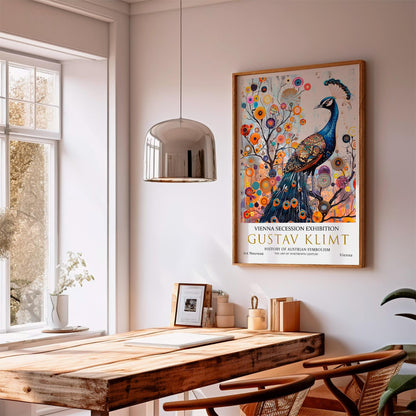 Gustav Klimt Art Print – Vintage Art Nouveau Poster with Ornate Peacock Design