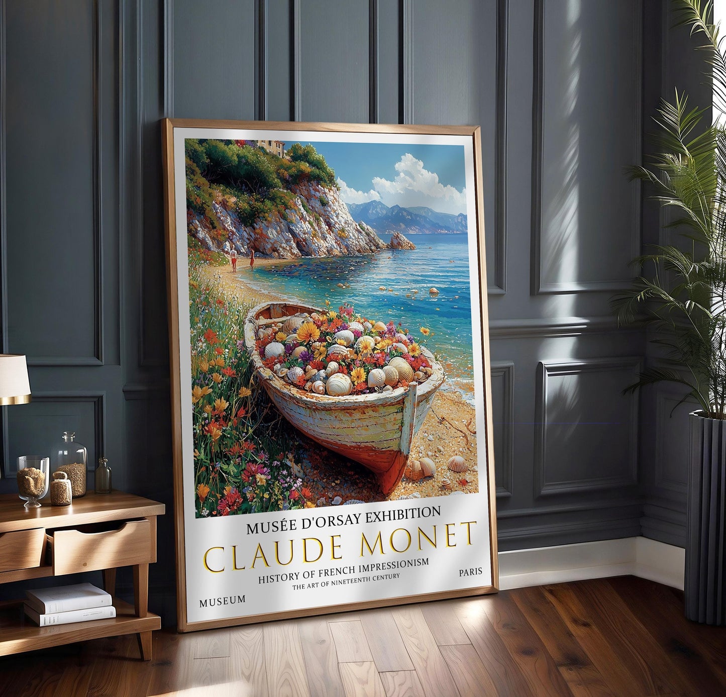 Claude Monet Coastal Print: French Impressionist Floral Boat Art