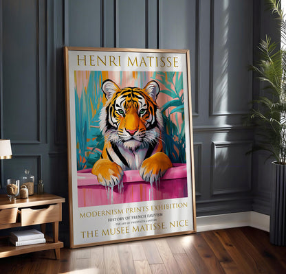 Matisse Style Tiger Poster, Colourful Jungle Wall Art