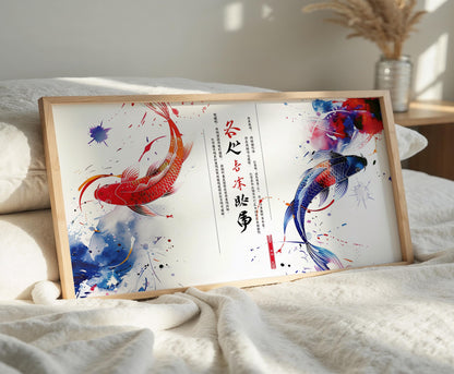 Yin Yang Koi Fish Art Print: Watercolour Zen Decor