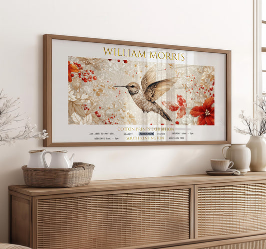 William Morris Hummingbird Print: Vintage Floral Exhibition Art