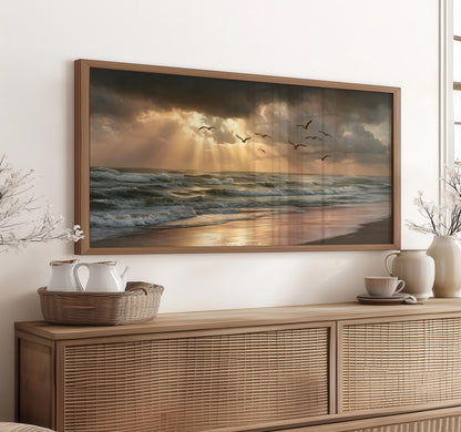 Golden Beach Seascape Panoramic Print