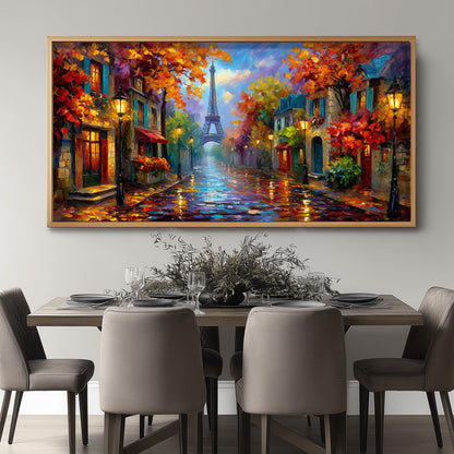 Paris Panoramic Print – Eiffel Tower Wall Art – Rainy Paris Street Art