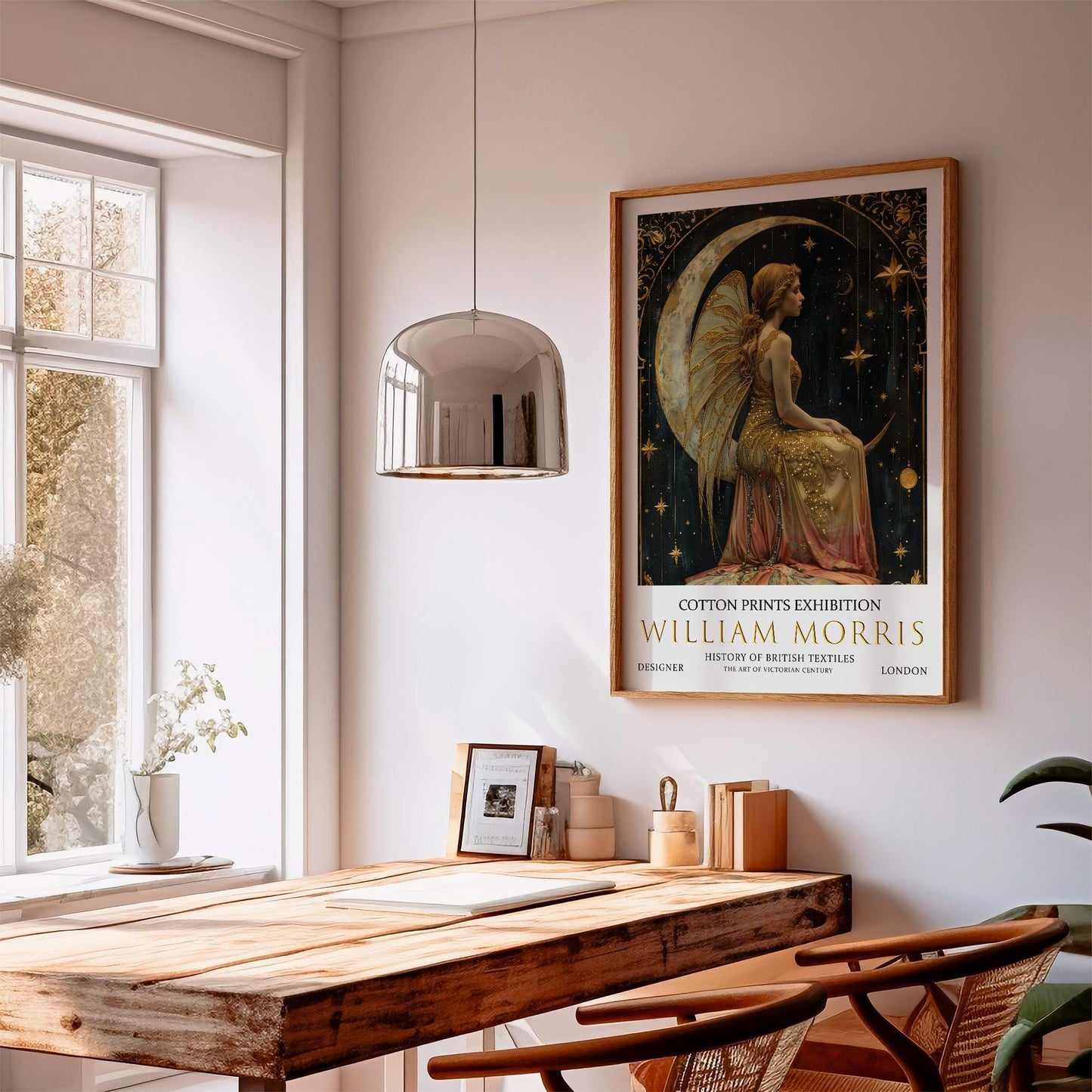 William Morris Fairy Print: Celestial Moon & Stars Art