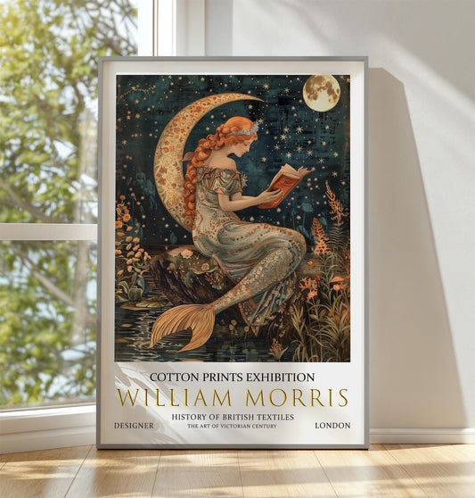 William Morris Mermaid Print: Vintage Moonlit Fantasy Wall Decor