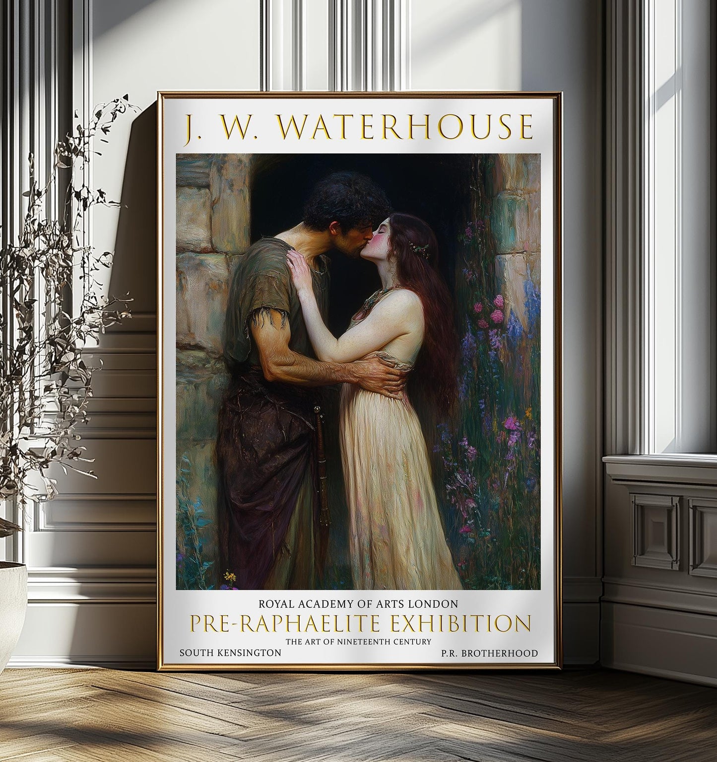Waterhouse The Kiss Print: Vintage Pre-Raphaelite Art