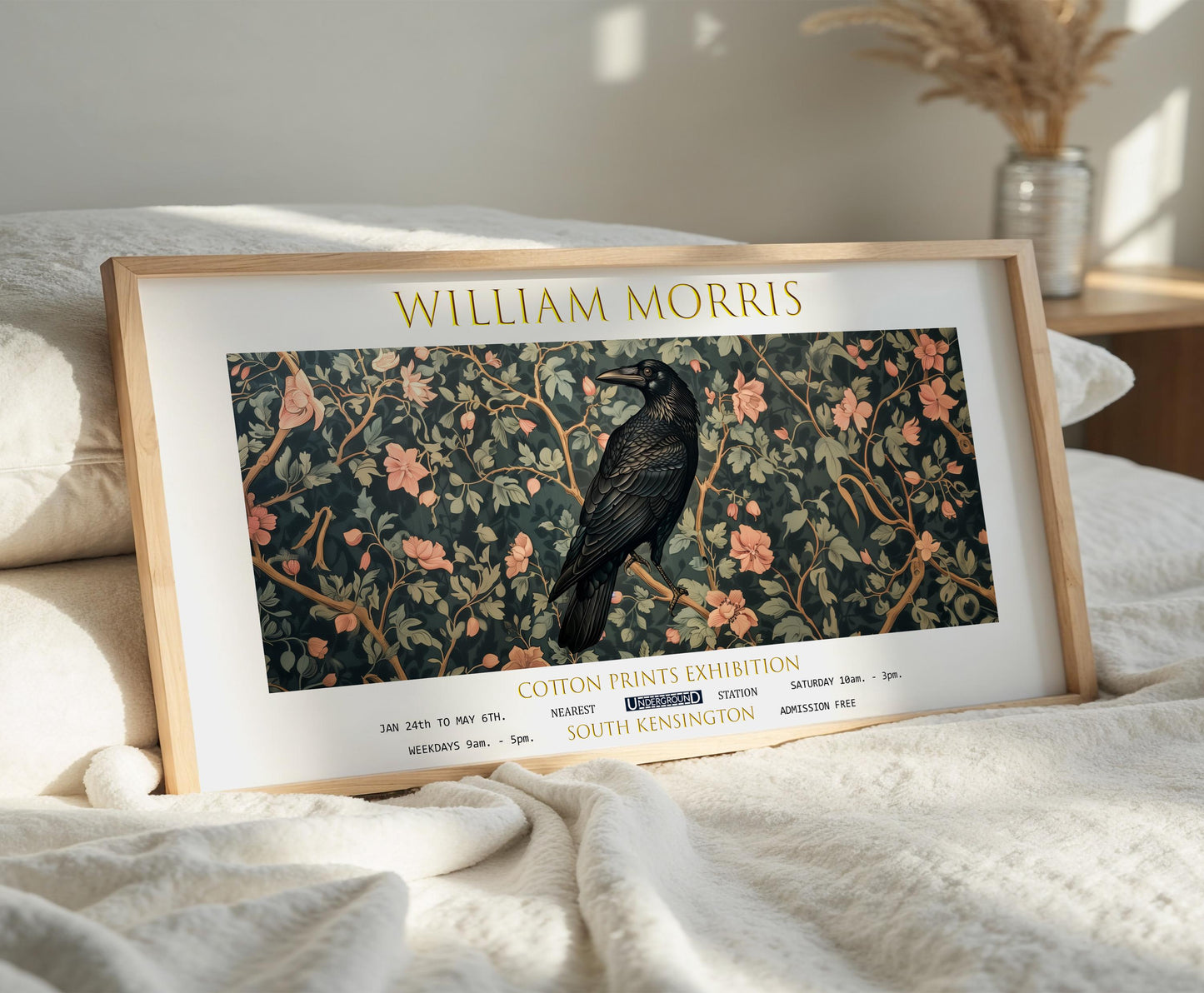 William Morris Raven Print: Gothic Botanical Wall Art