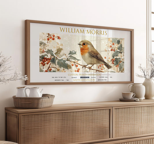 Print: William Morris Robin and Holly, Panoramic Wall Art