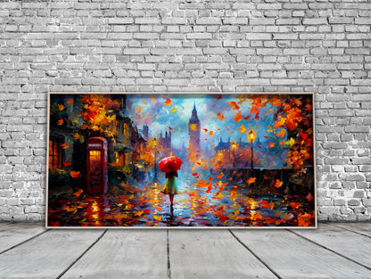 London Panoramic Print – Big Ben Wall Art – Impressionist Oil Painting