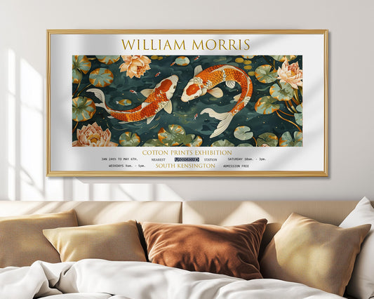 William Morris Panoramic Print – William Morris Poster – Koi Fish Print