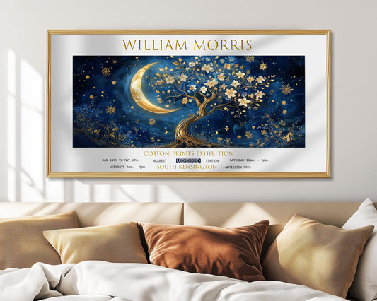 William Morris Moon & Tree Print: Vintage Celestial Wall Art