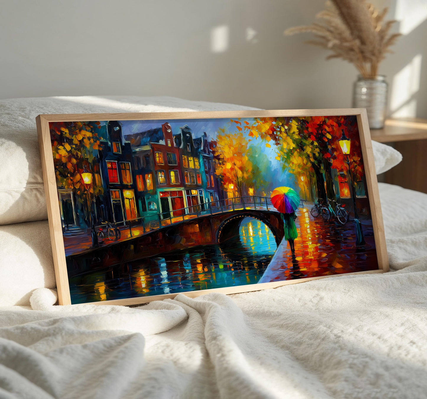 Amsterdam Canal Cityscape PANORAMIC WALL ART Unframed Picture Print