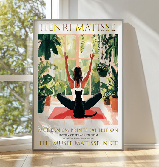 Yoga Cat Henri Matisse Art Print: Fauvist Tropical Painting