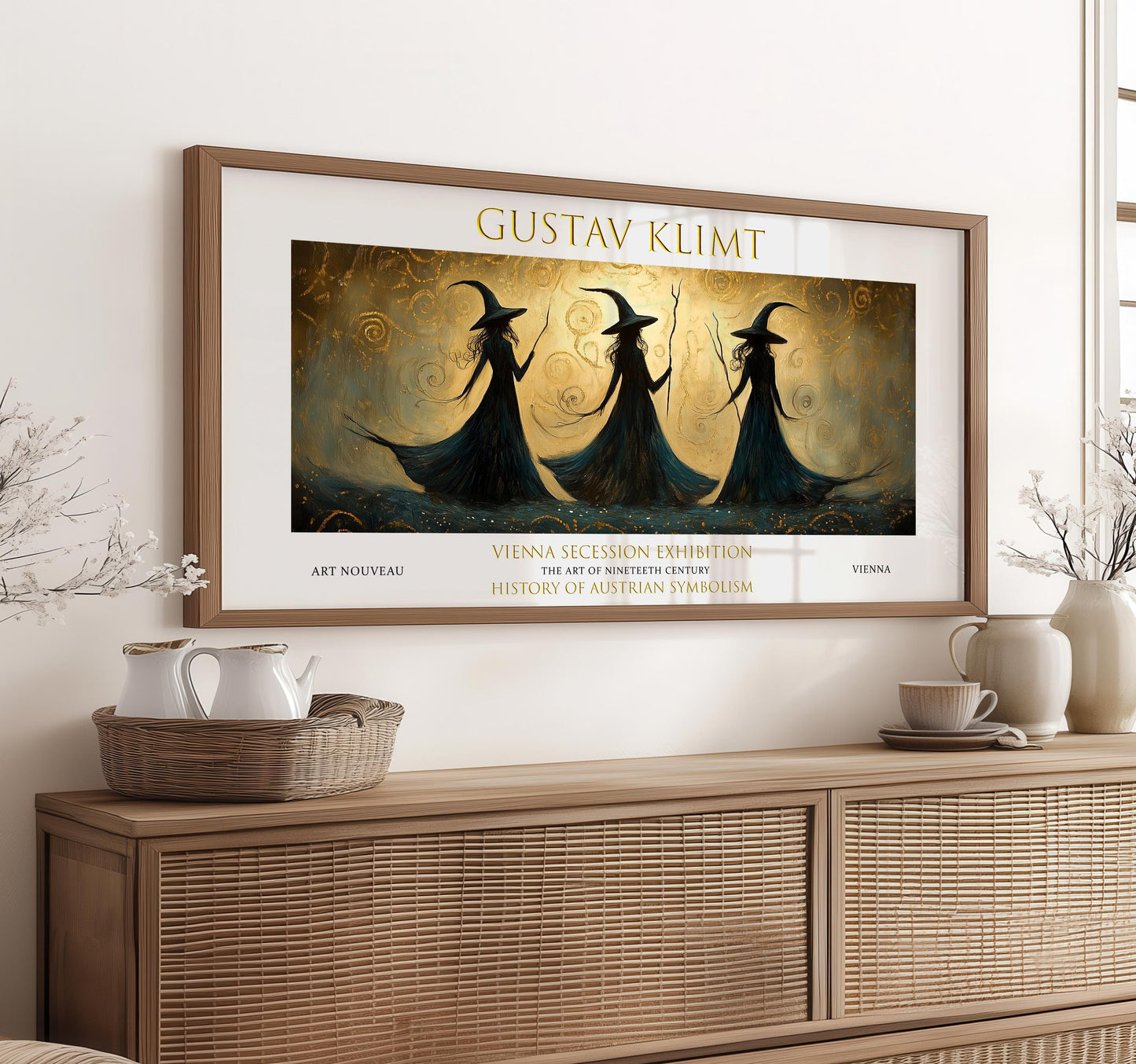 Gustav Klimt Witches Print: Art Nouveau Golden Mystic Poster