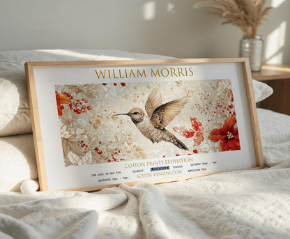 William Morris Hummingbird Print: Vintage Floral Exhibition Art