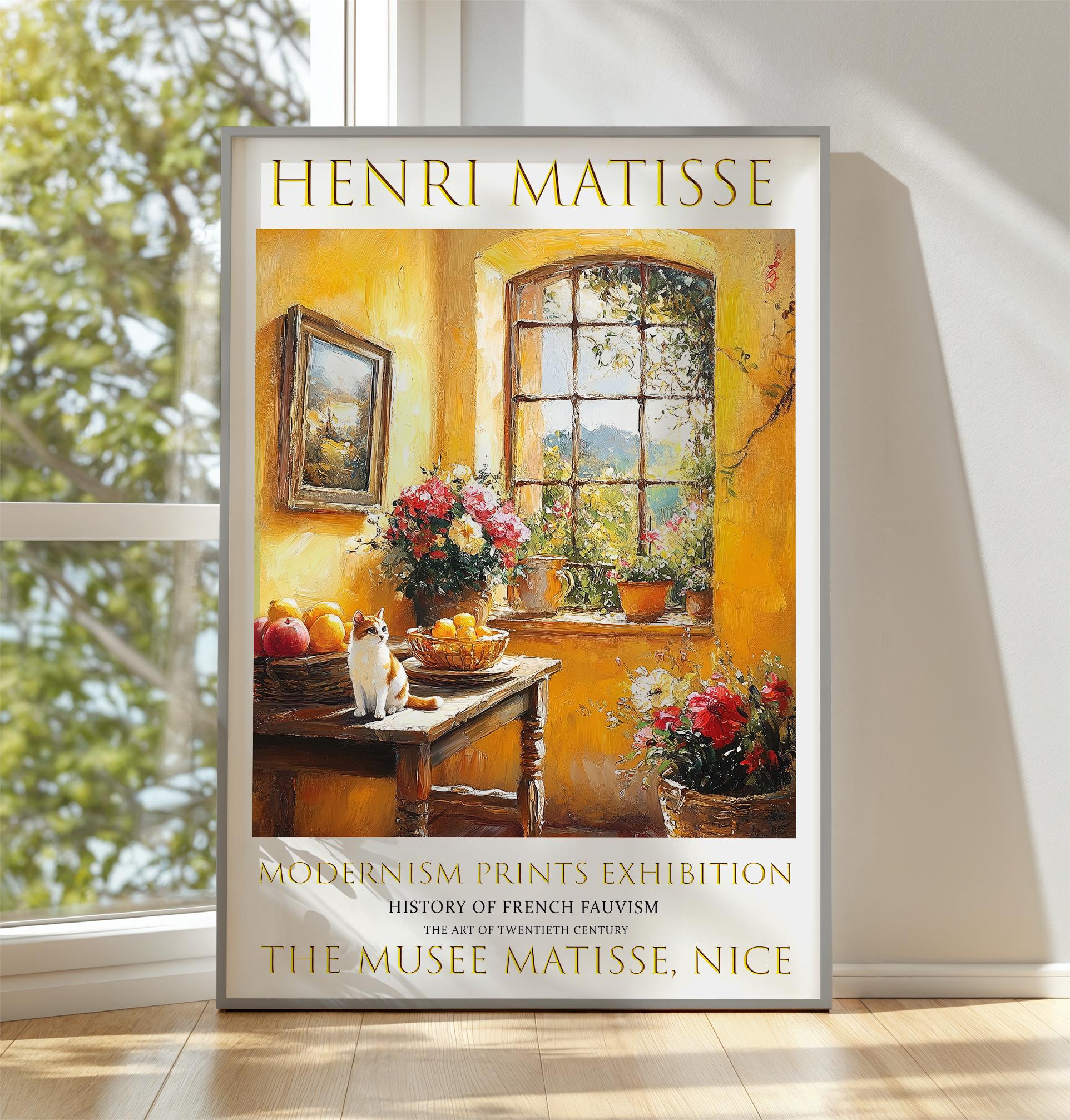 Print, Henri Matisse Open Window with Cat, Fauvist Wall Art