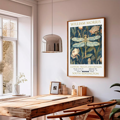 William Morris Dragonfly Print: Vintage Floral Exhibition Poster