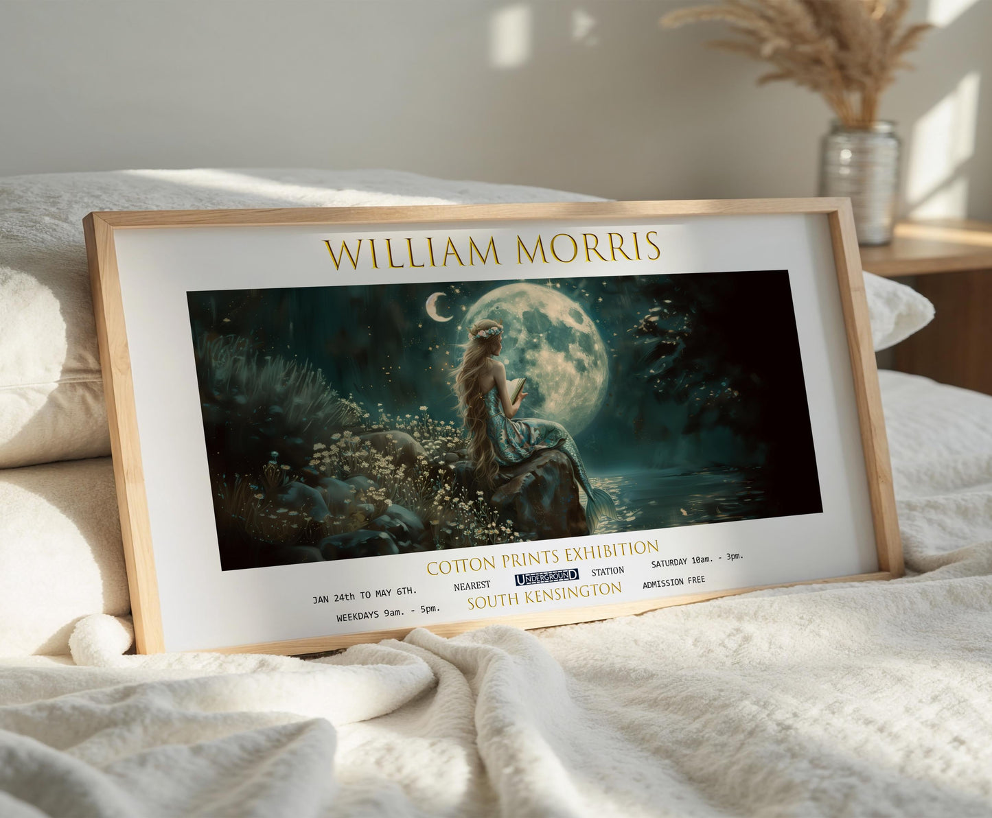 Print, Mermaid William Morris Panoramic: Vintage Fantasy Wall Art