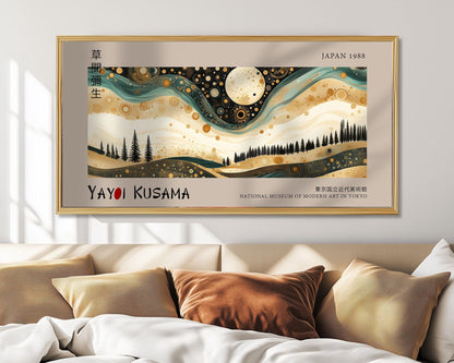 Yayoi Kusama Inspired Japanese Moon Stars Print: Dreamscape Wall Art