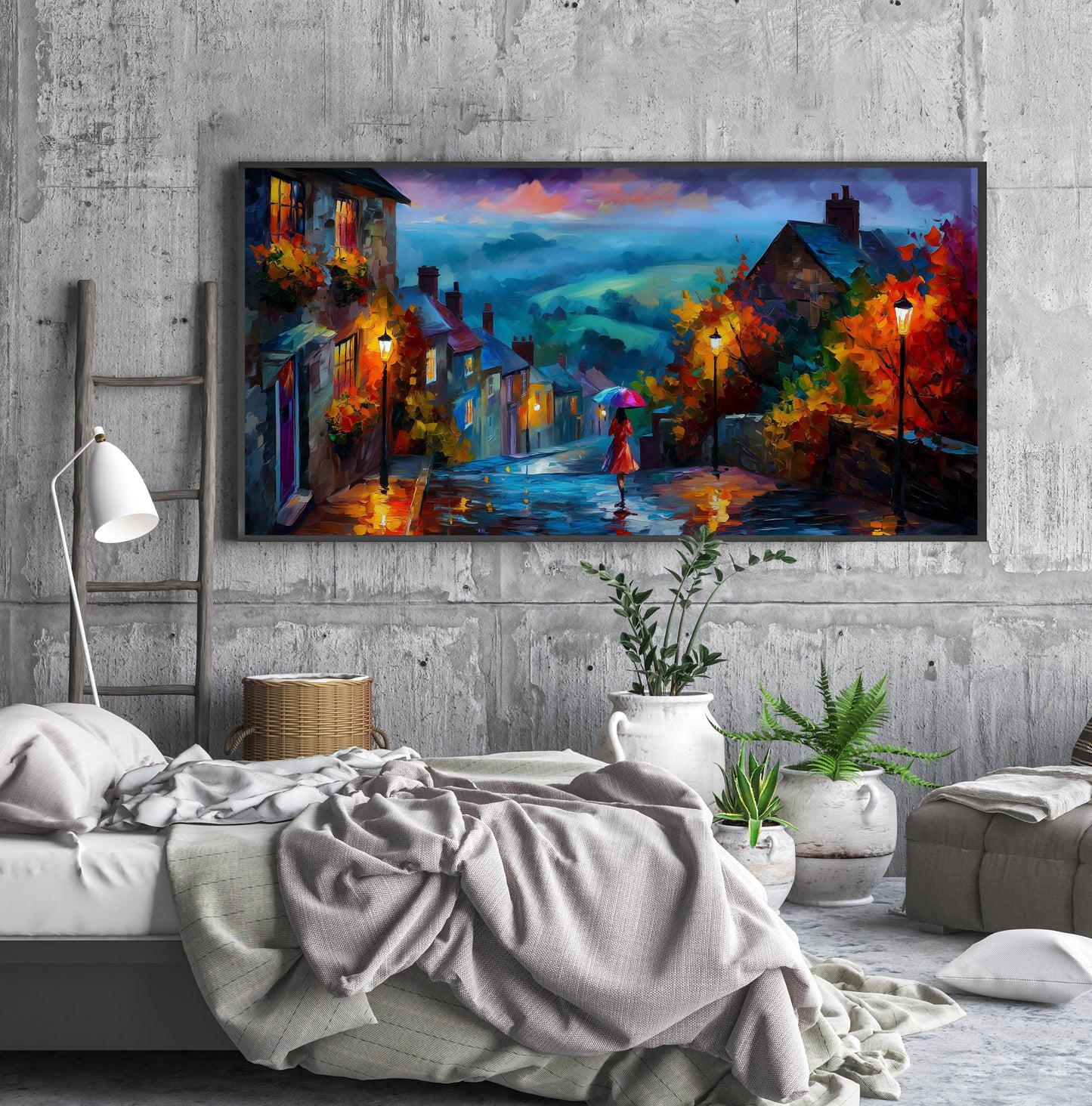 Gold Hill Shaftesbury Print – Dorset Wall Art – Rainy Village Panoramic Print