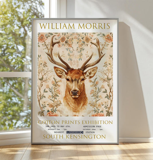 Stag Wall Art, Vintage William Morris Poster, Living Room Wall Art
