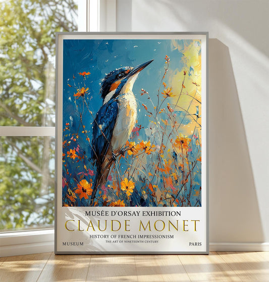 Claude Monet Kingfisher Print: Vintage Impressionist Wall Art