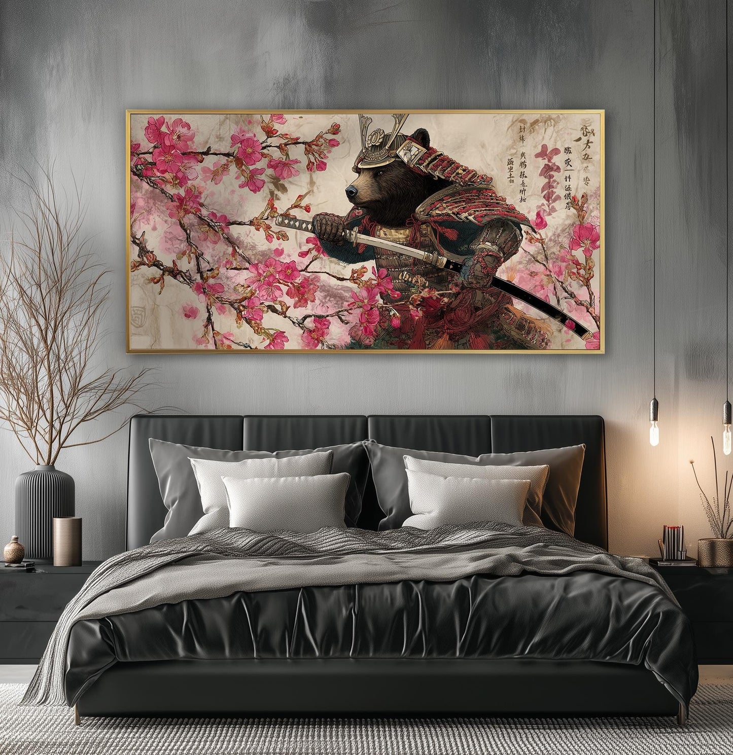 Japanese Bear Samurai Warrior Print: Ukiyo-e Japandi Art