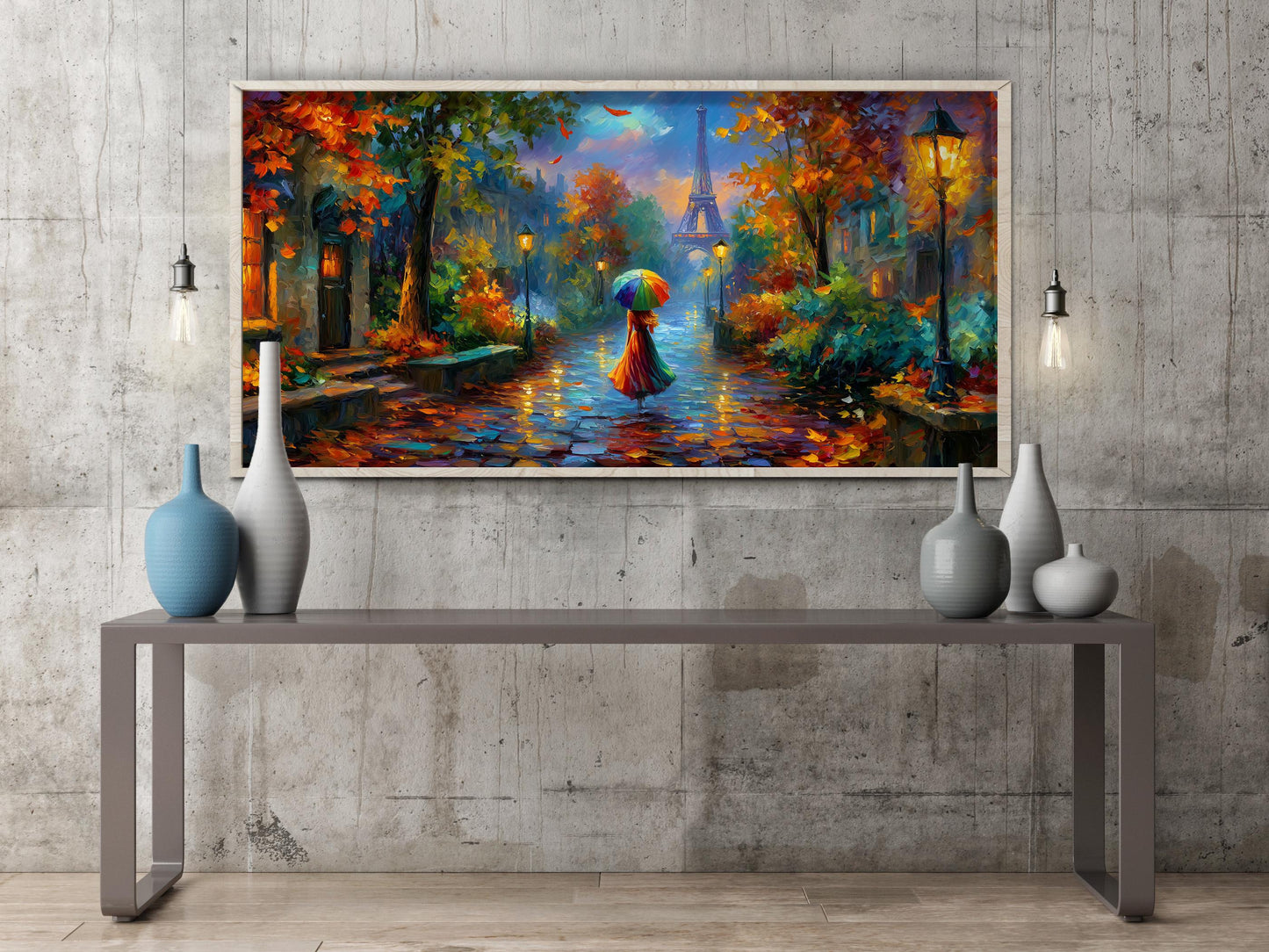 Paris Panoramic Print – Eiffel Tower Print – Impressionist Art Print