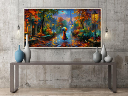 Paris Panoramic Print – Eiffel Tower Print – Impressionist Art Print
