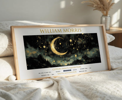 William Morris Moon & Stars Print: Vintage Panoramic Wall Art