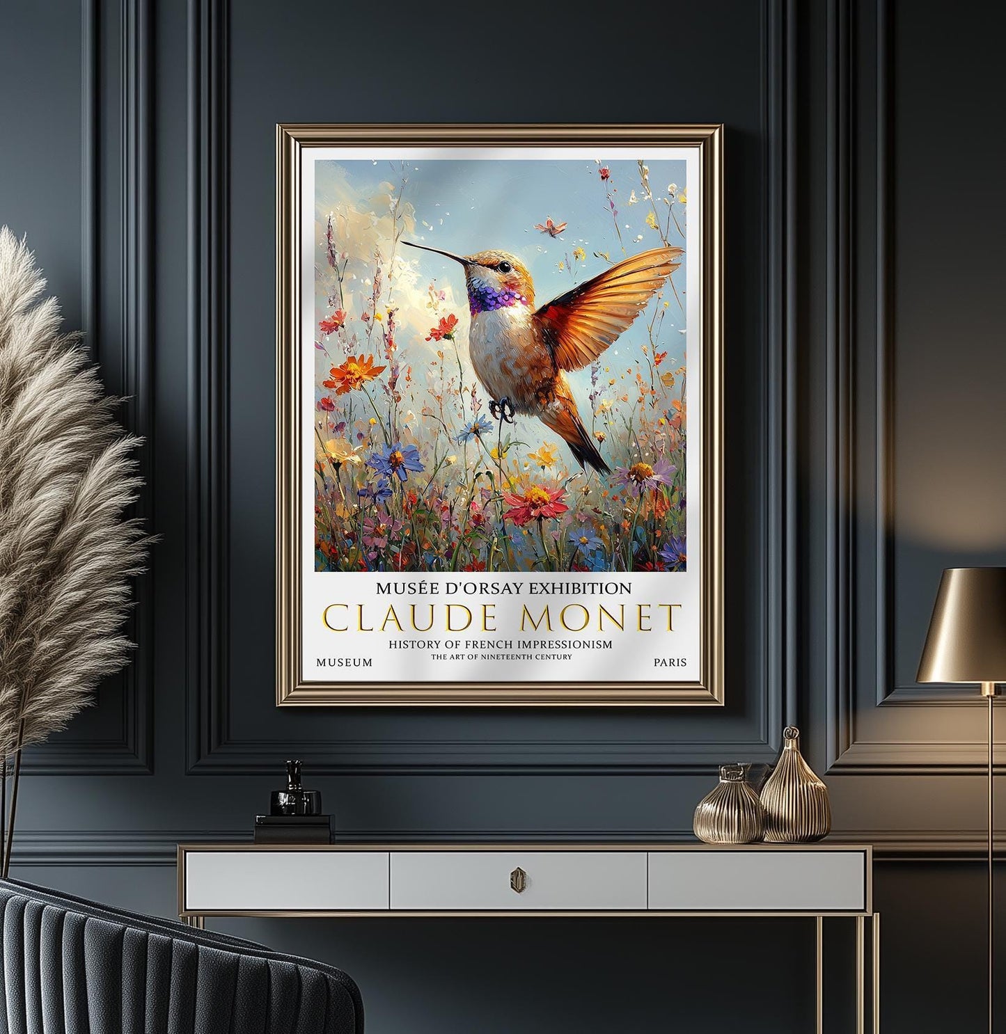 Claude Monet Hummingbird Print: Vintage Impressionist Wall Art