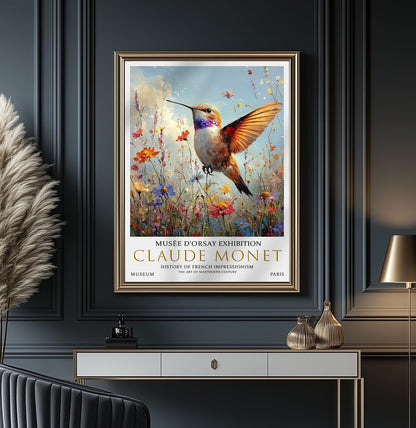 Claude Monet Hummingbird Print: Vintage Impressionist Wall Art